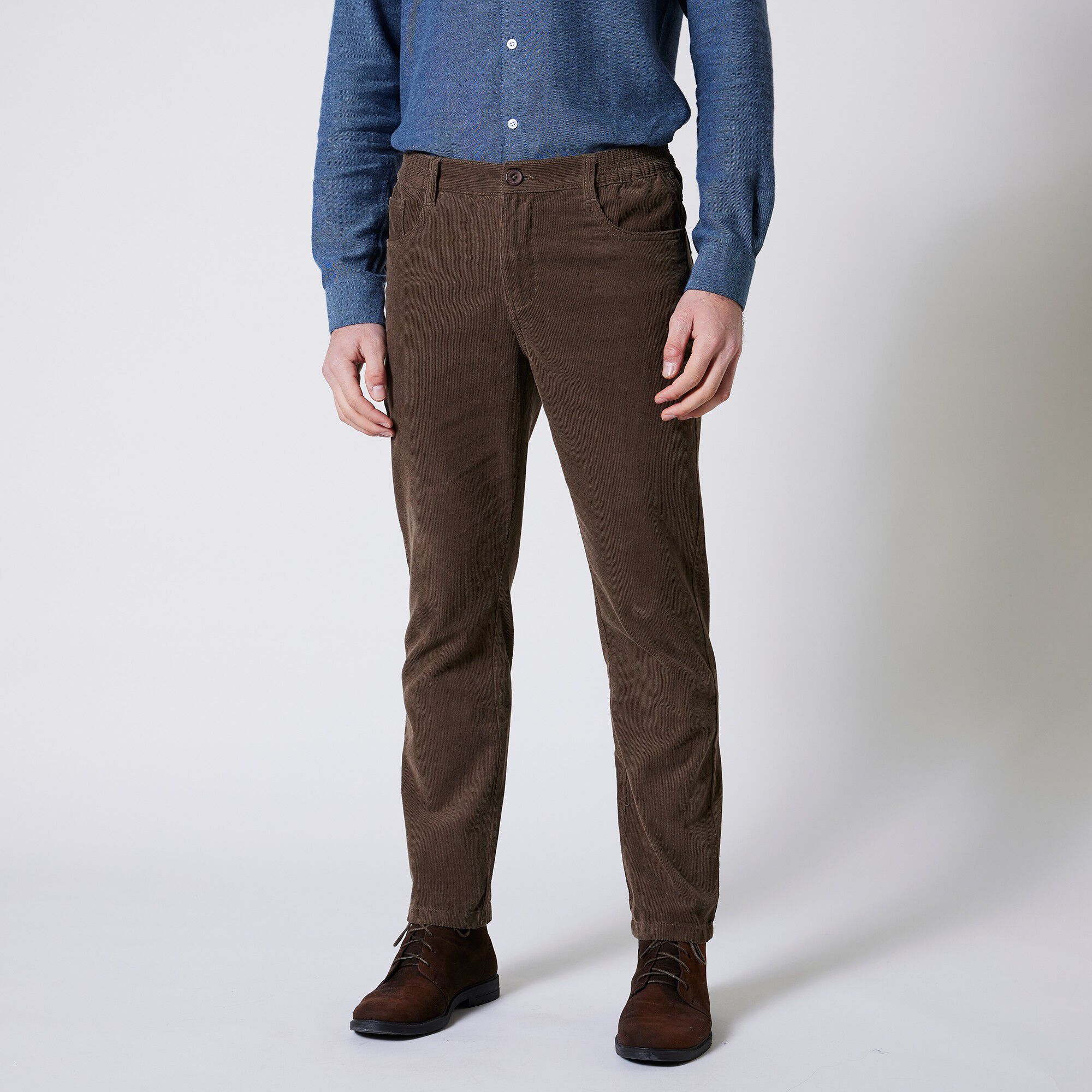 Pantalon droit 5 poches velours milleraies
