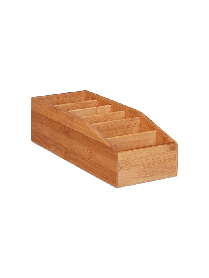 relaxdays Aufbewahrungsbox mit 6 Fächern in Natur - (B)14 x (H)10 x (T)35 cm günstig kaufen onesize