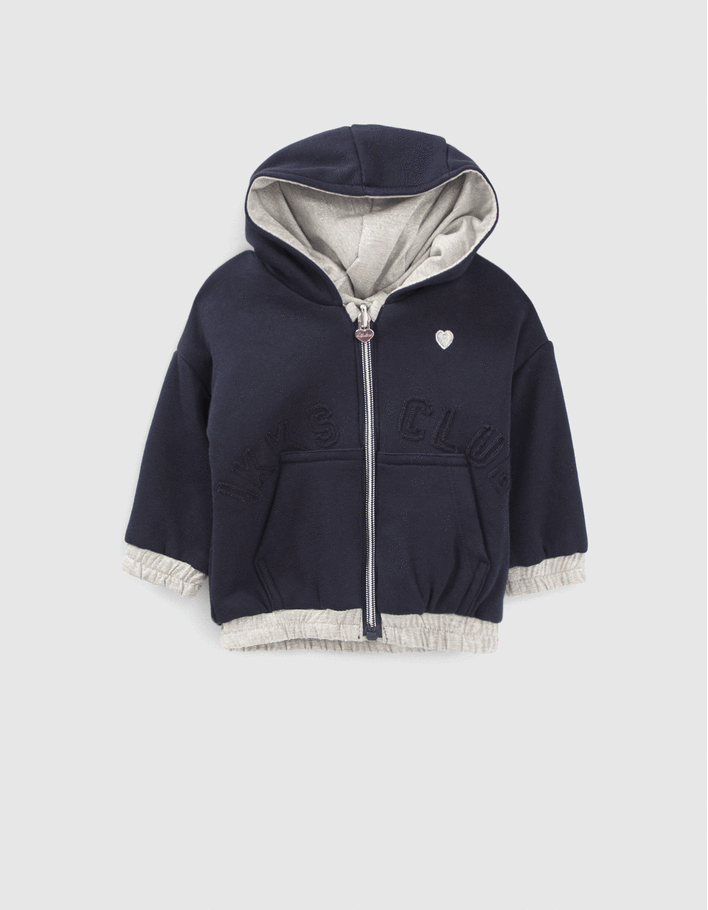 Cardigan réversible gris lurex et marine bébé fille