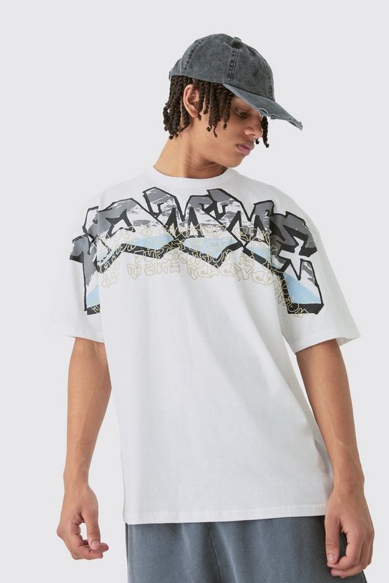 Oversize Shorts-Set mit Homme Graffiti Print