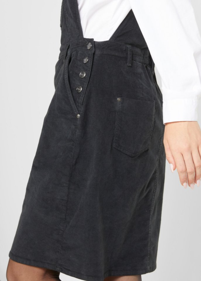 Latzkleid aus Stretch-Baumwoll-Cord, knieumspielend