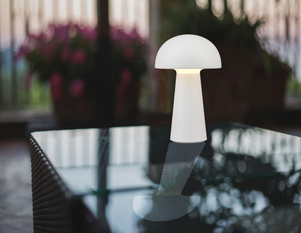 Reality Leuchten Akku Tischlampe Lennon Weiß