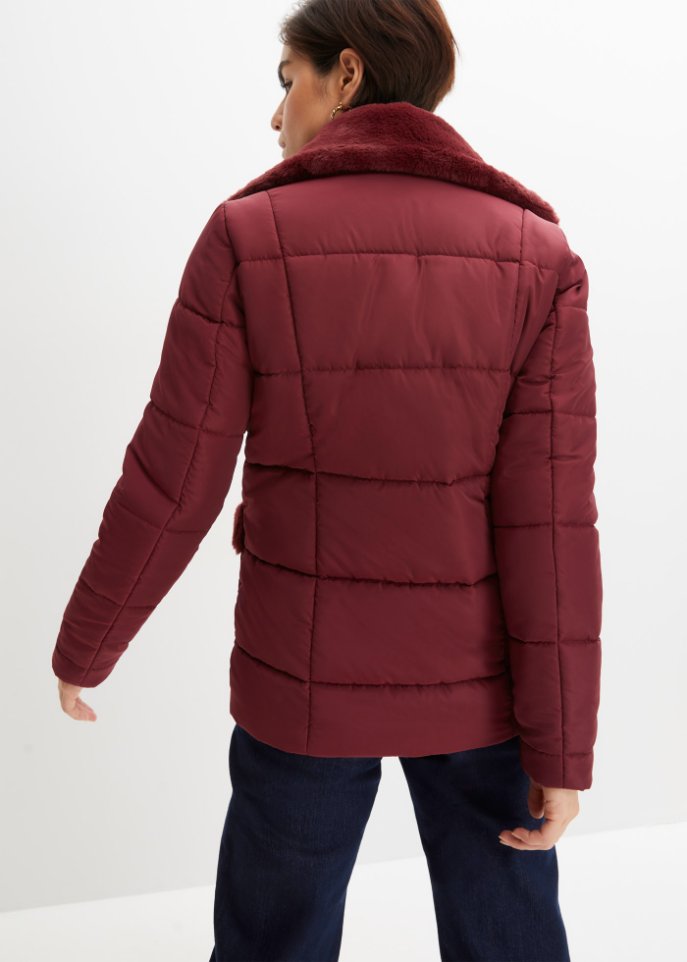 Steppjacke mit Fellimitatbesatz