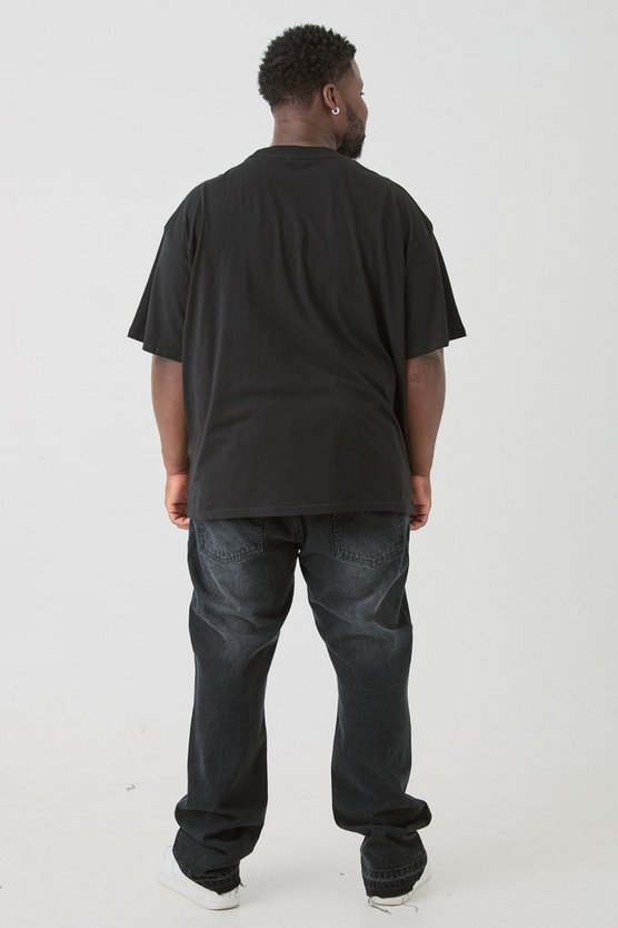 Plus Slim-Fit Schlagjeans mit Kreuz-Applikation