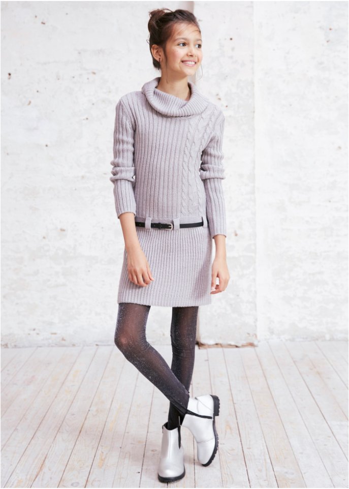 Mädchen Strickkleid mit Gürtel (2-tlg. Set)