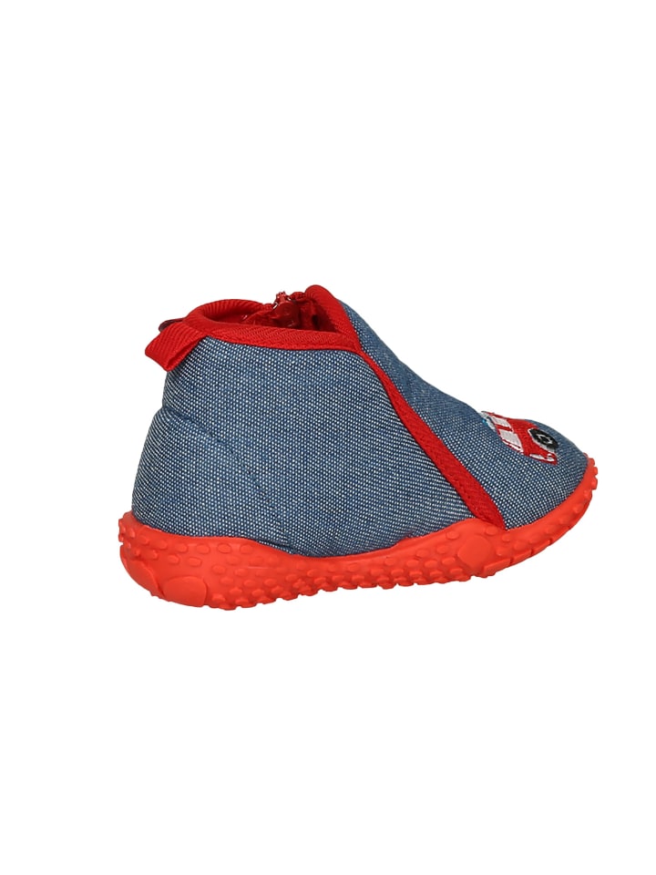 Playshoes Hausschuh Feuerwehr in Jeansblau günstig kaufen