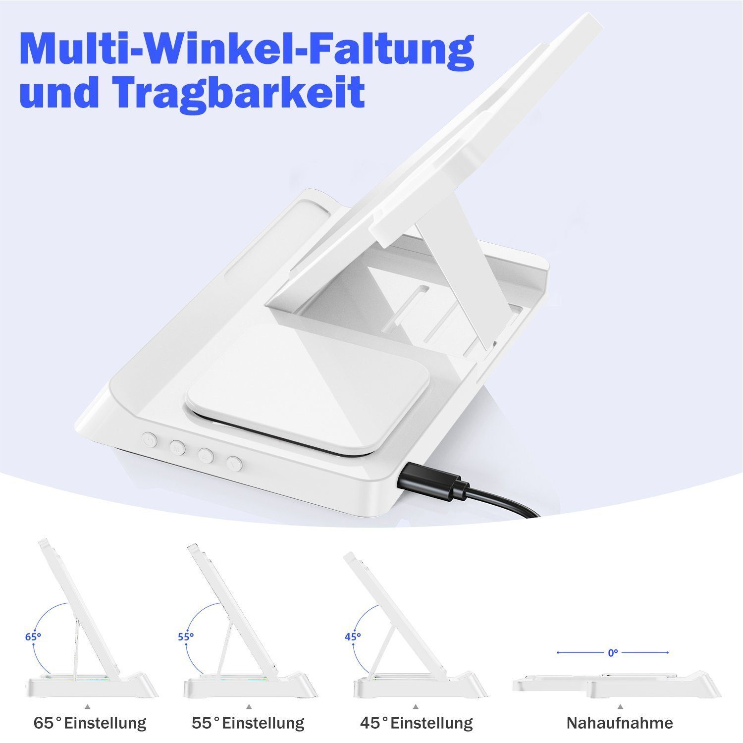 Yaviel Handy-Dockingstation Induktive Ladestation 4 in 1 Kabellose Ladegerät Wireless Charger, (für Apple iWatch iPhone Airpods Handy Charging Station, mit USB Kabel für iPhone 14 13 12Pro Mini Pro Max)