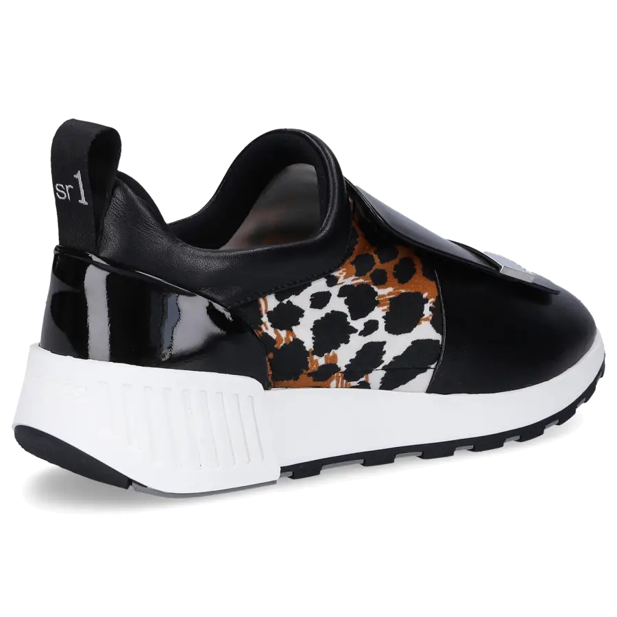 Sergio Rossi - Slip Ons SR1 RUNNING Kalbsleder Leo Print schwarz - braun