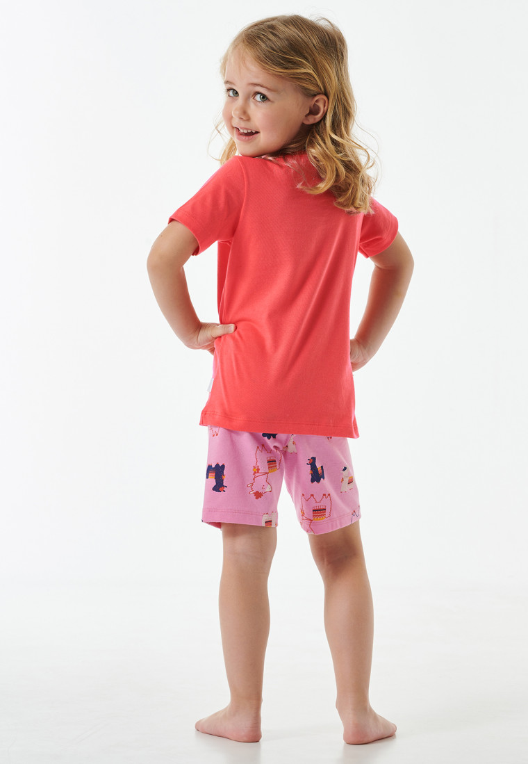 Schlafanzug kurz Alpakas rot - Girls World