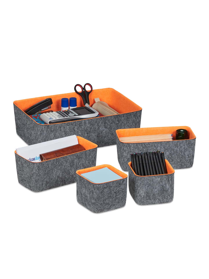 relaxdays 5 tlg. Schubladenorganizer in Grau/ Orange günstig kaufen onesize