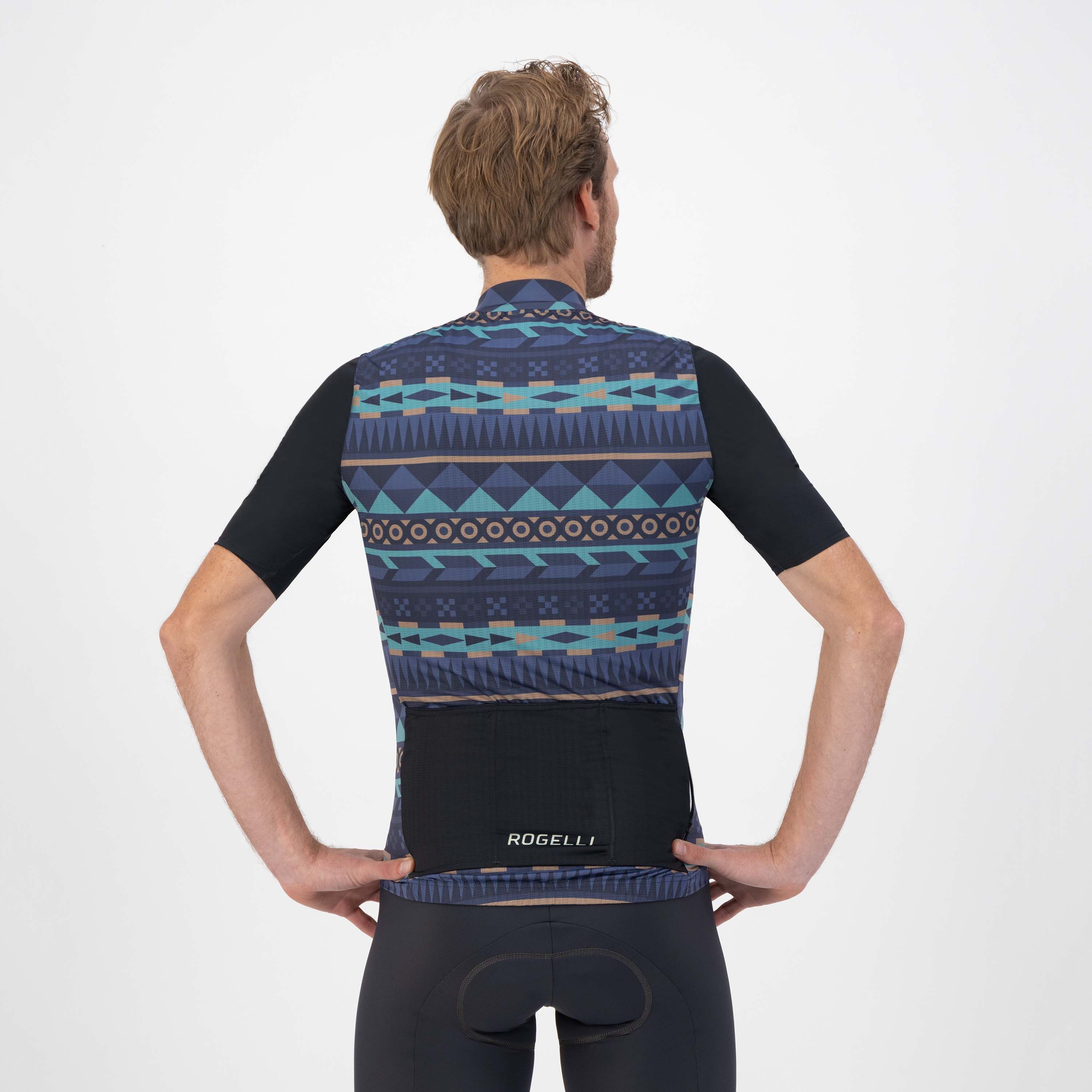 Rogelli Aztec Blau/Wüste Herren Radtrikot Kurzarm