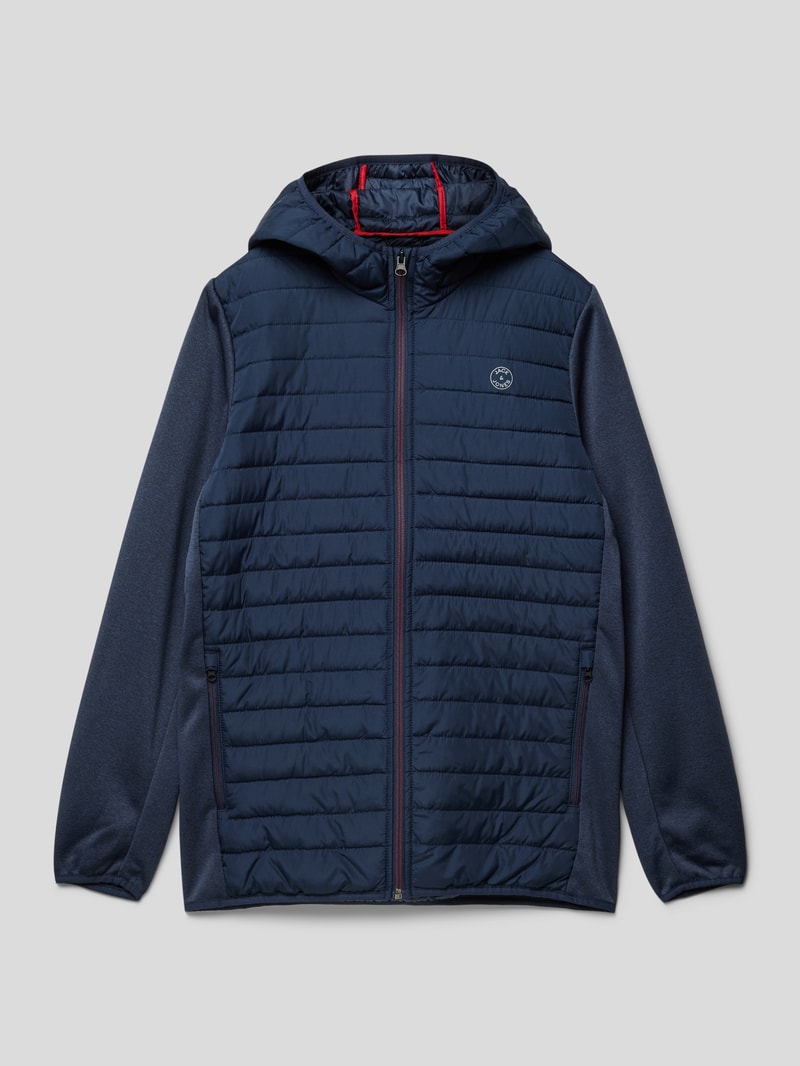 Steppjacke mit Label-Print Modell 'EMULTI' in marineblau