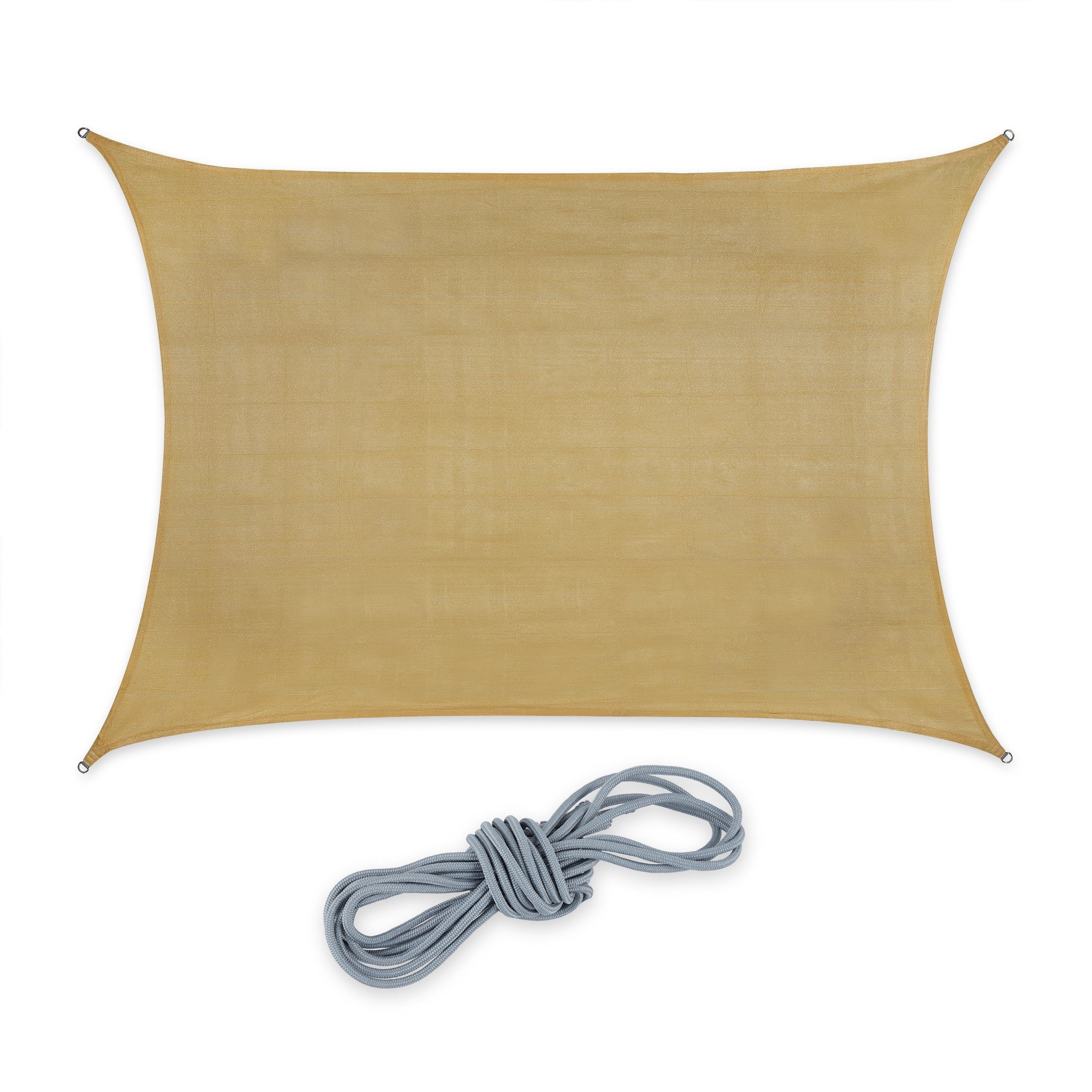 relaxdays Sonnensegel Rechteckiges HDPE Sonnensegel sand, 2 x 3 m