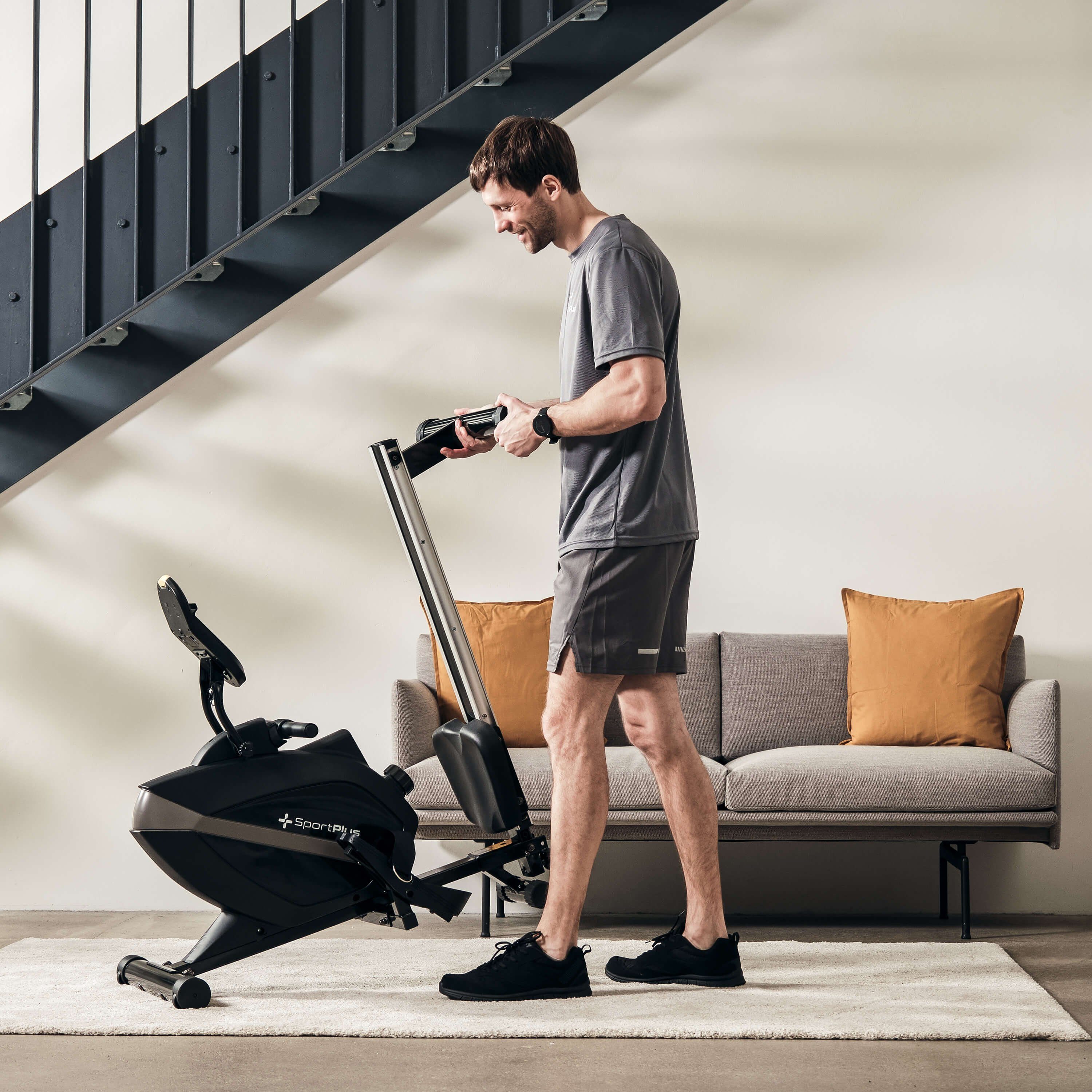 SportPlus Rudergerät SP-MR-1200-B-iE, Rudergerät, App Kompatibilität, klappbar, Magnet, 8 Widerstandsstufen