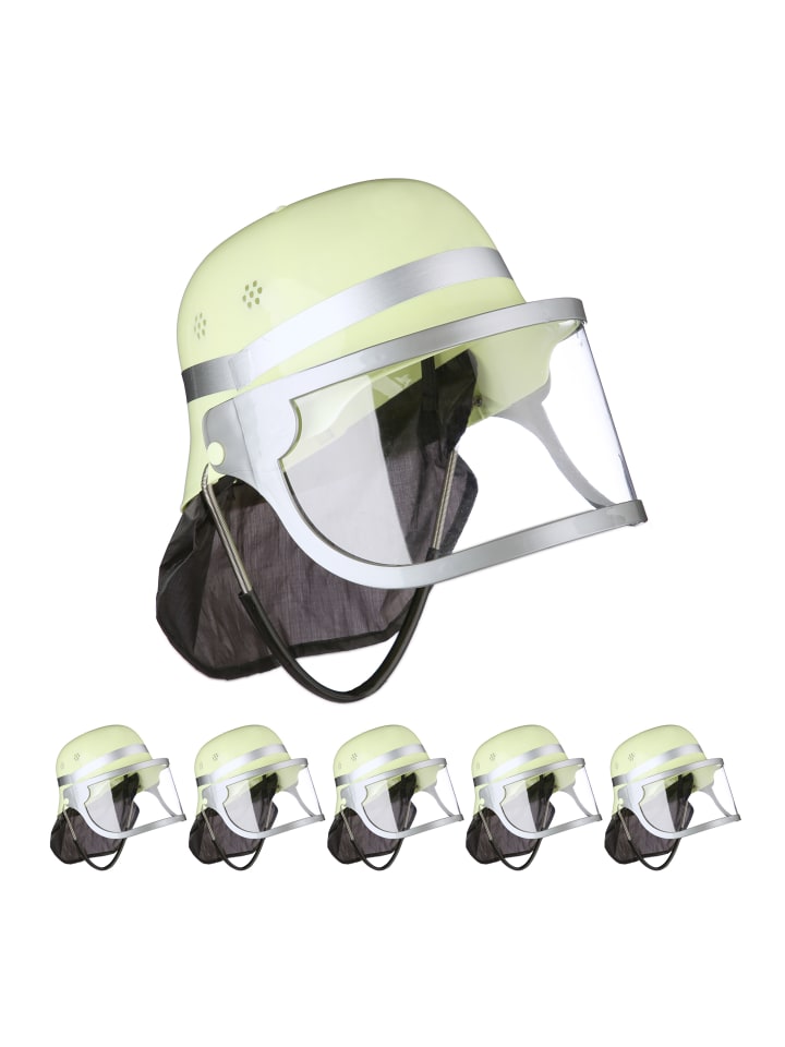 relaxdays 6 x Feuerwehrhelm in Gelb - (B)22,5x (H)24,5 x (T)28 cm günstig kaufen onesize
