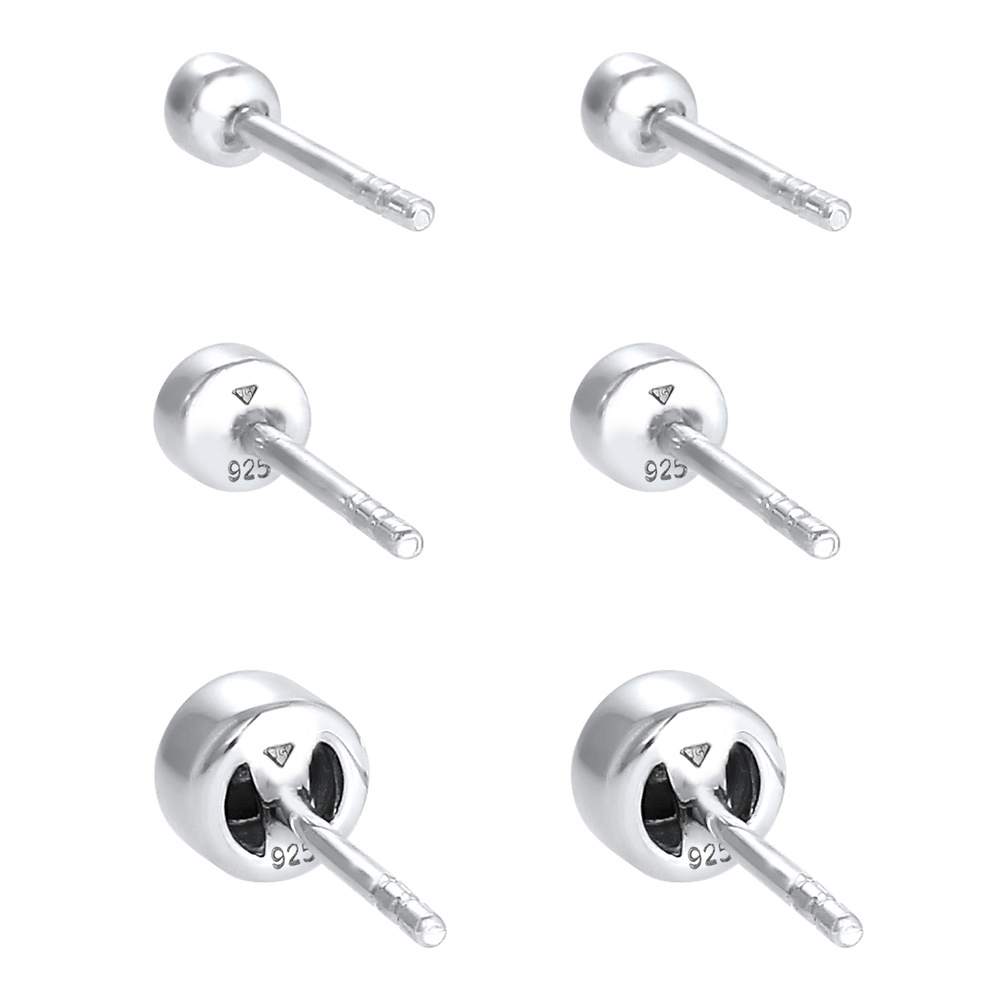 Elli Elli Boucles d'Oreilles Clous d'oreilles pour Femmes Basique Set de 3 avec crista Boucles d'oreilles