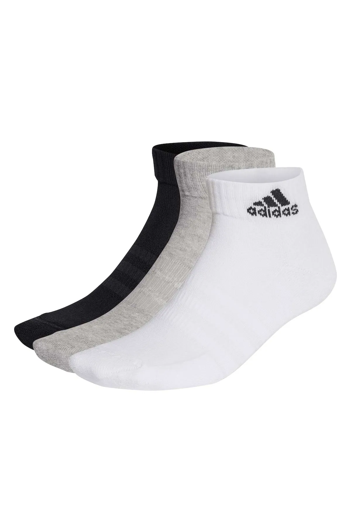 adidas  Unisex Quarter Socken, 3er Pack - Cushioned Sportswear Ankle, Logo, gepolstert, einfarbig
