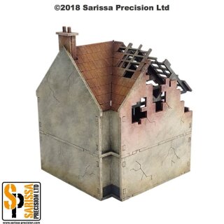 Destroyed Corner Terrace House (28 mm)