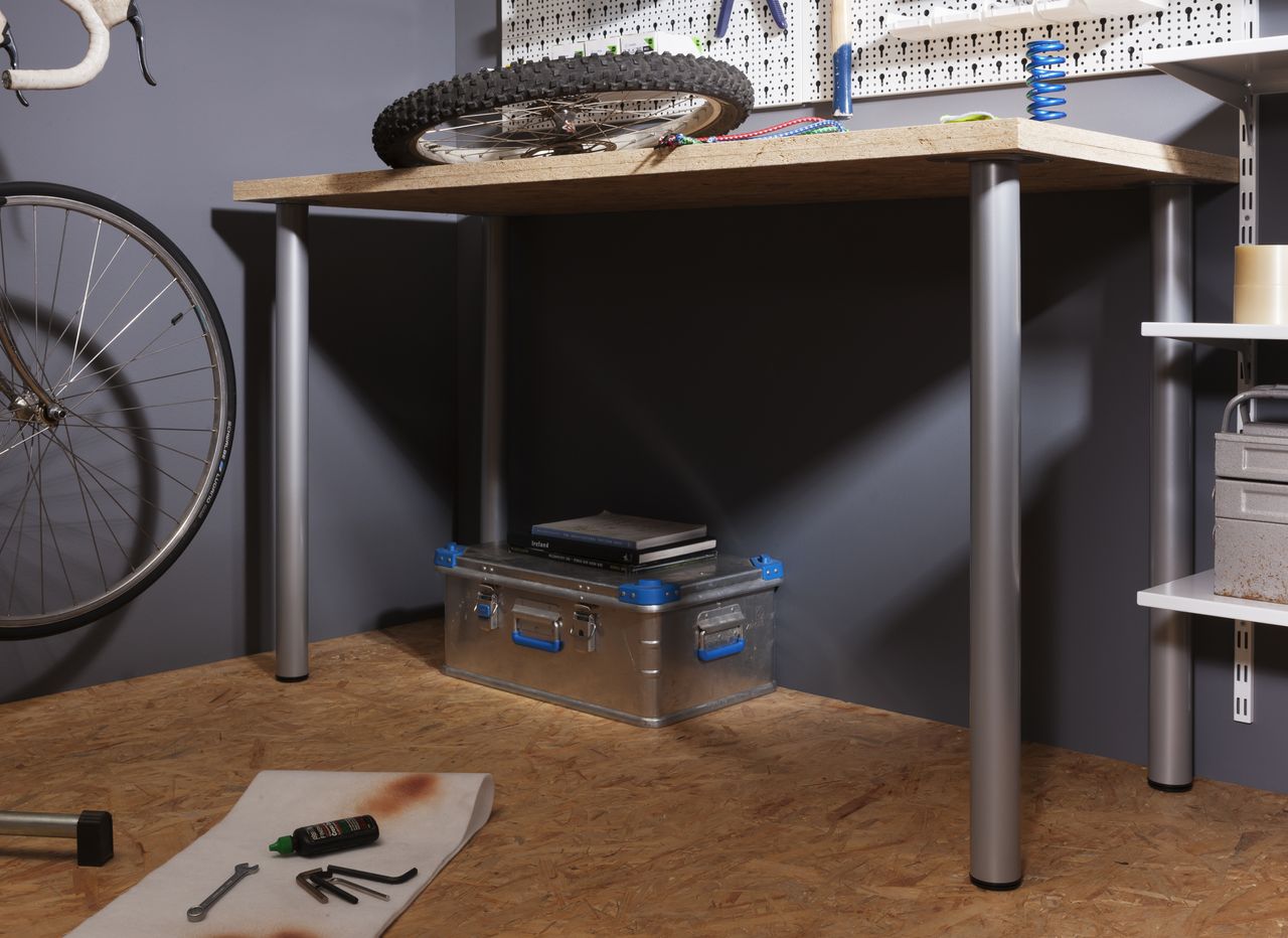 Element System Möbelfuß 4er-Set TOSKANA, Ø60, 800, weiß-silber