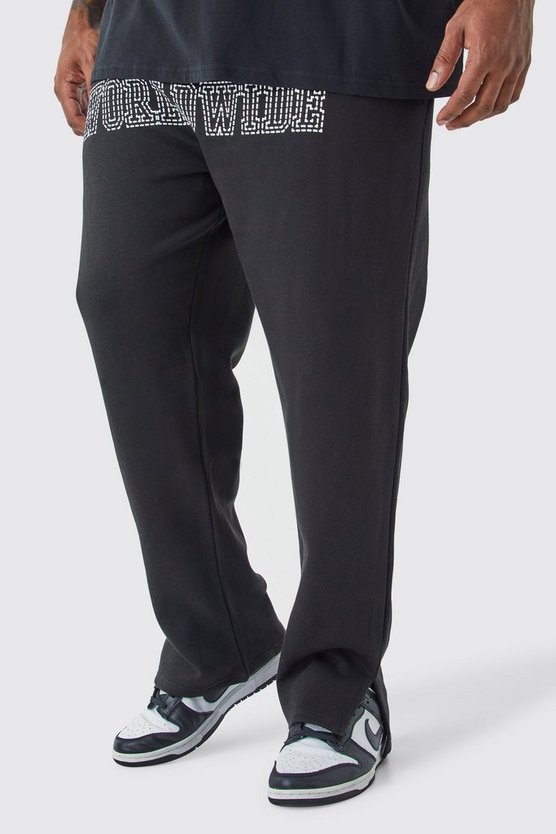 Plus schwarze Worldwide Jogginghose mit geteiltem Saum
