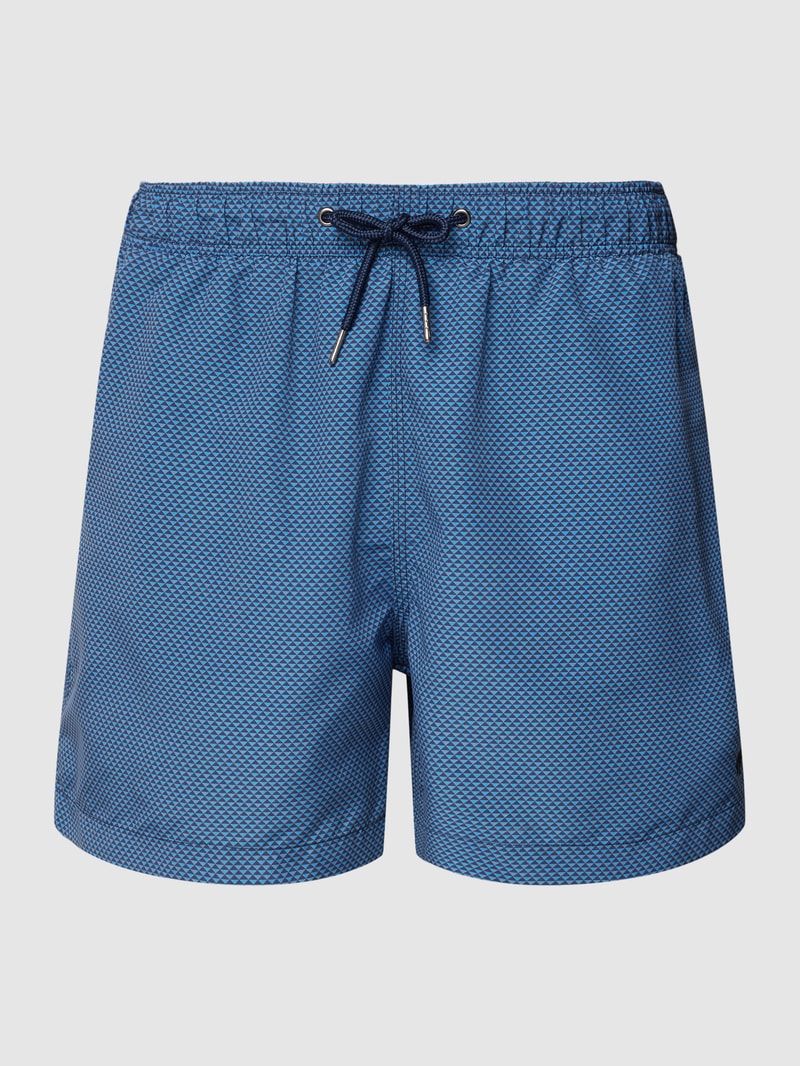 Badehose mit Allover-Muster in metallic blau