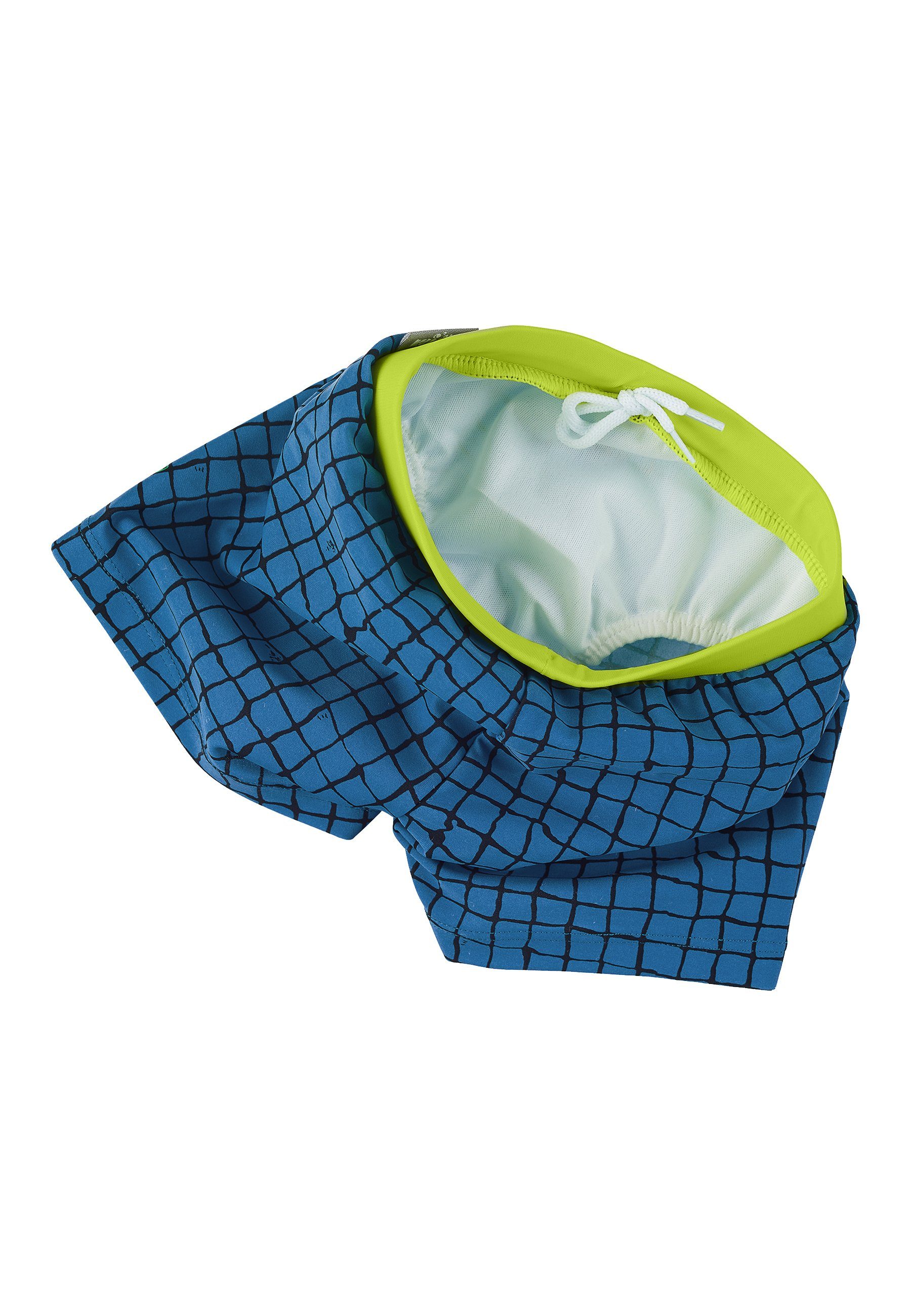 Sterntaler® Badehose Badeshort Krokodil (1-St) Baby Badehose - Kinder Badehose, Badeshorts mit Windeleinsatz bis Gr 86/92 in Blau - Badeshorts Babys, Badehose Baby Junge kariert mit Krokodil-Print und hohem UV-Schutz 50+ Badeshorts Kinder - UV Schutz