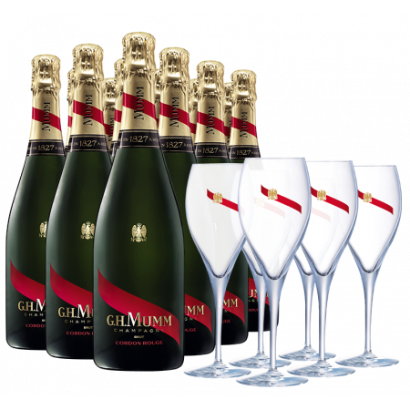 12 CHAMPAGNES MUMM CORDON ROUGE + 6 FLUTES OFFERTES