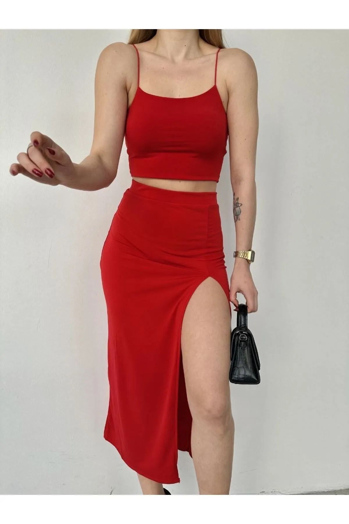 mymoda  Crop-Set mit seitlich geschlitztem Rock