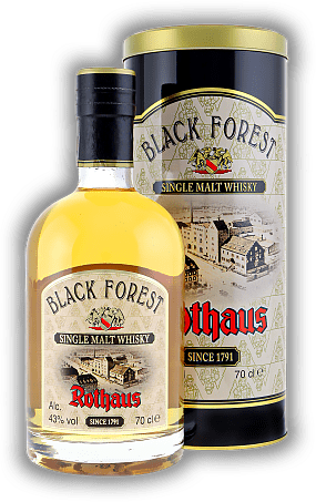 Rothaus Black Forest Single Malt Whisky 43% Rothaus Black Forest Single Malt Whisky 43% Das wunderbare Ergebnis der erfolgreichen Zusammenarbeit der Destillerie Kammer-Kirsch mi der Brauerei Rothaus. 0,7	 Liter - Vol 43%