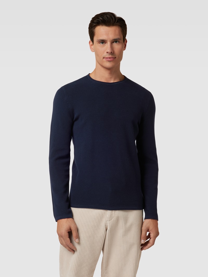 Strickpullover mit Rundhalsausschnitt in marineblau