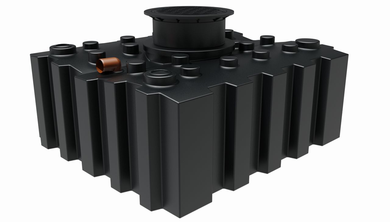 GreenLife Regenwasser-Flachtank 3.000 l mit Ausgleichsdom und begehbarer Abdeckung