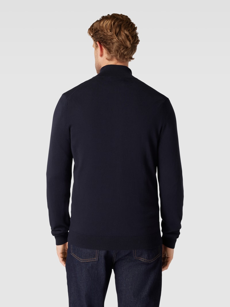 Strickjacke aus Viskose-Mix mit Stehkragen in marineblau
