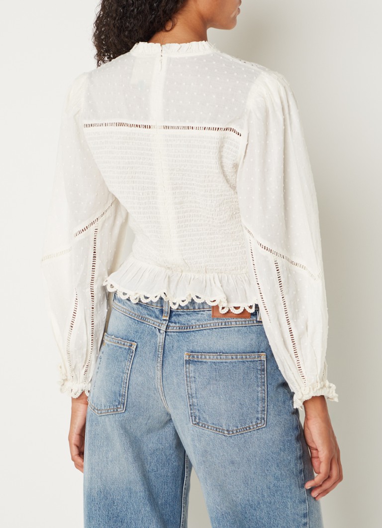 Farm Rio Top with smocking and lace insert