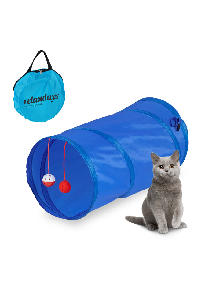 relaxdays Katzentunnel in Blau günstig kaufen onesize