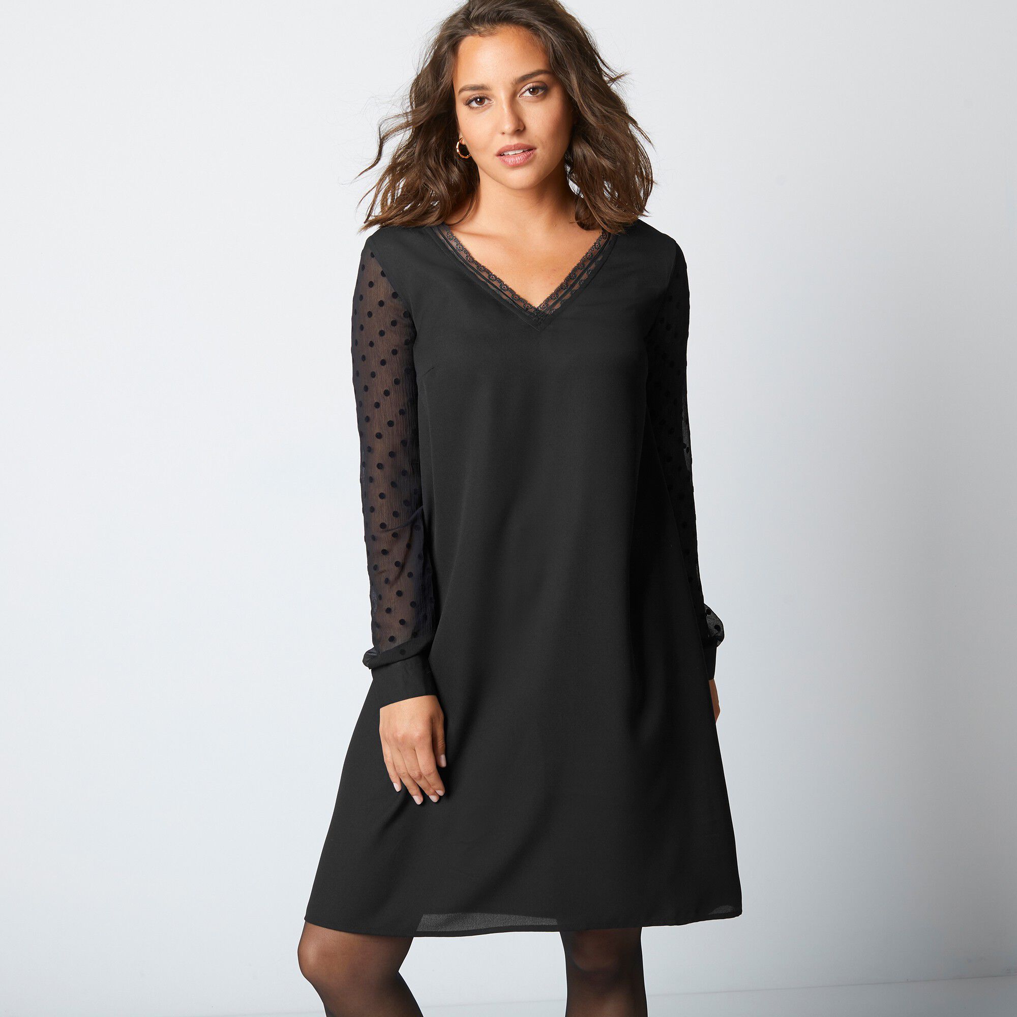 Robe housse manches plumetis