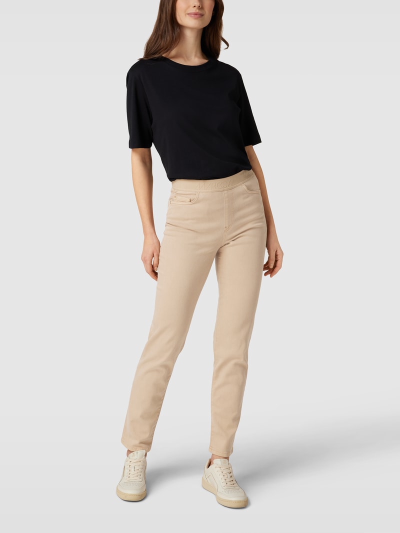 Slim Fit Jeans mit elastischem Logo-Bund Modell 'SIENA' in sand