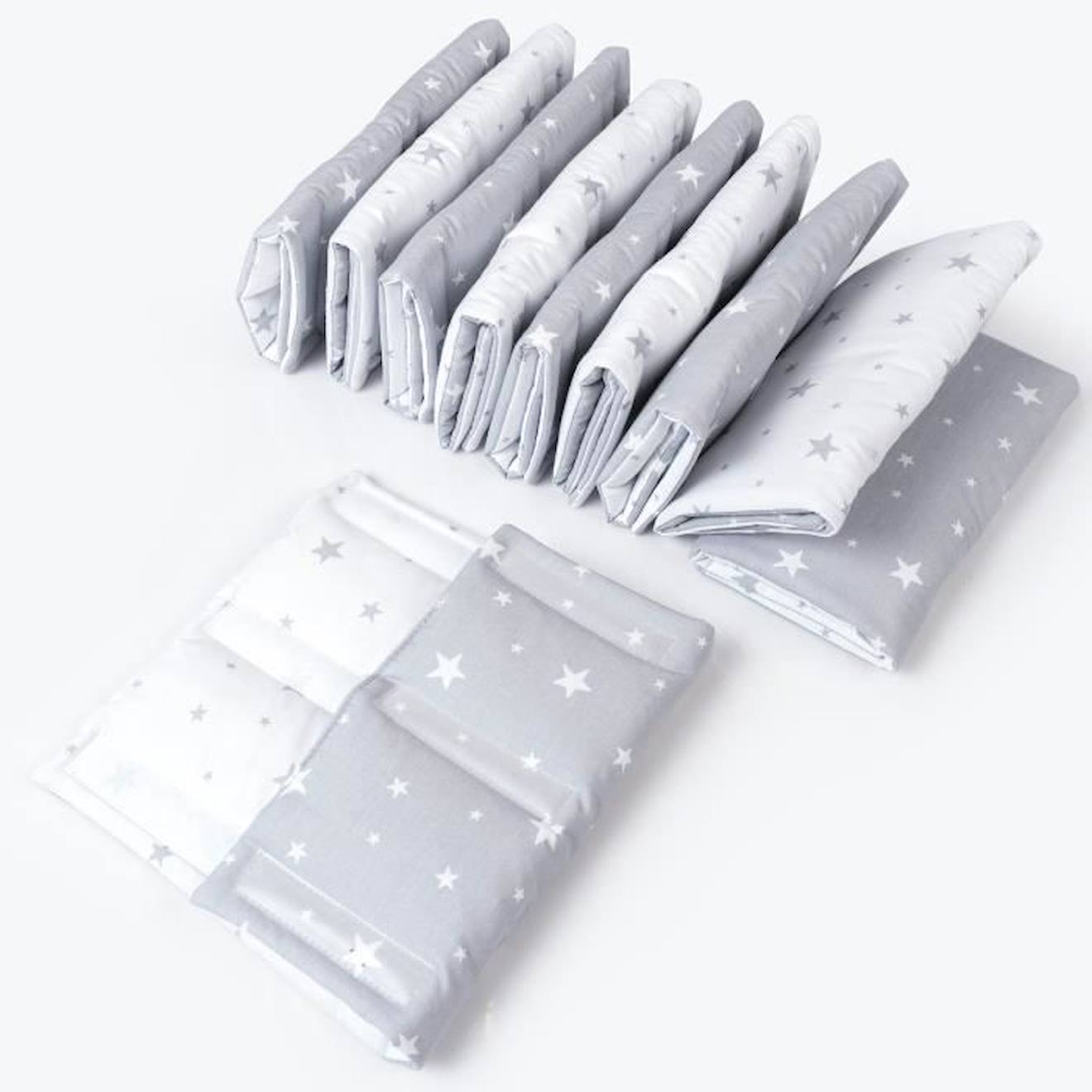 Tour de lit modulable et réversible, STELLA Gris / Blanc Pour lit bébé de 60x120 ou 70x140 cm blanc