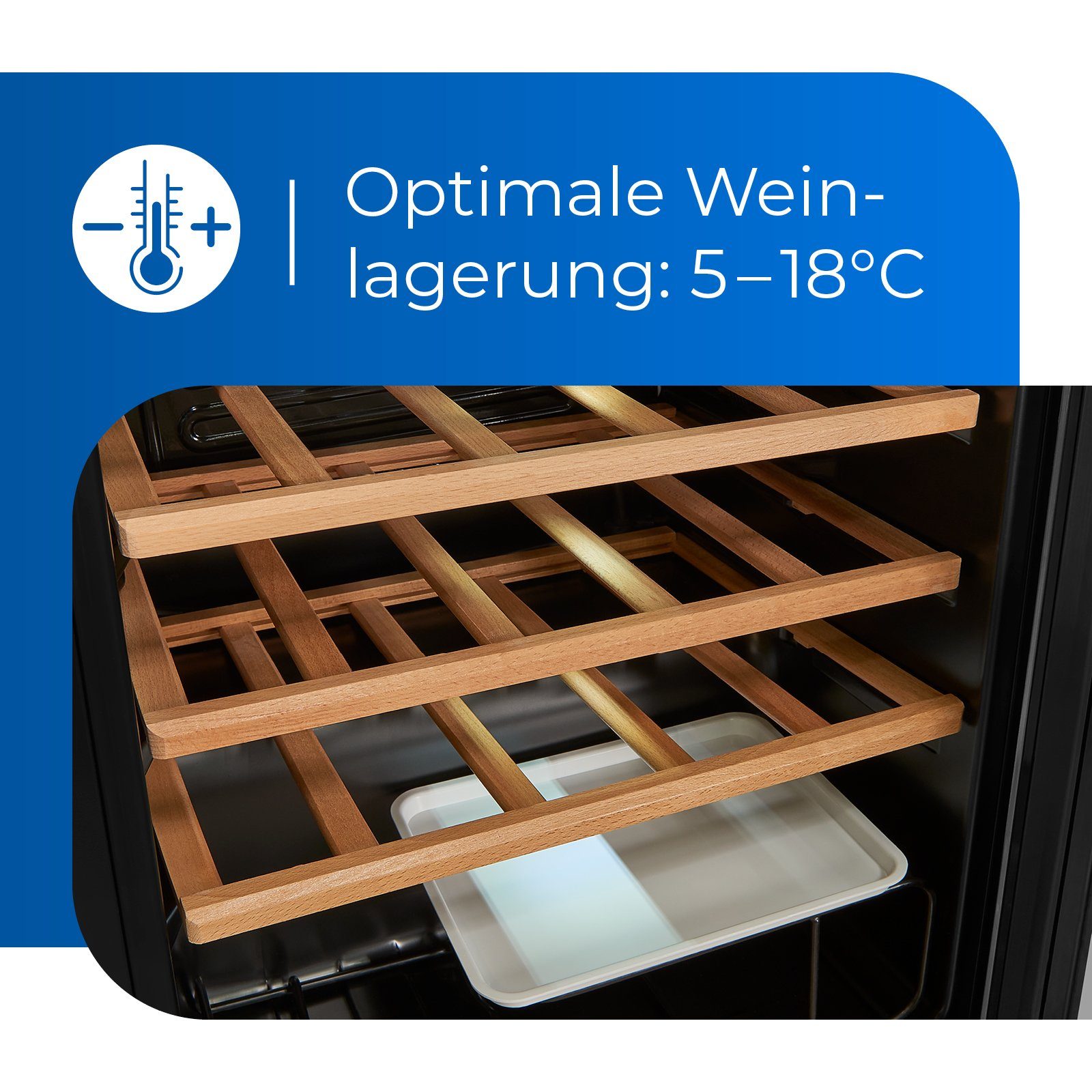 exquisit Weinkühlschrank WS1-24-GTE-030G, für 24 Standardflaschen á 0,75l, flexible Kühlung Ihre Weine mit digitaler Kontrolle und LED-Beleuchtung