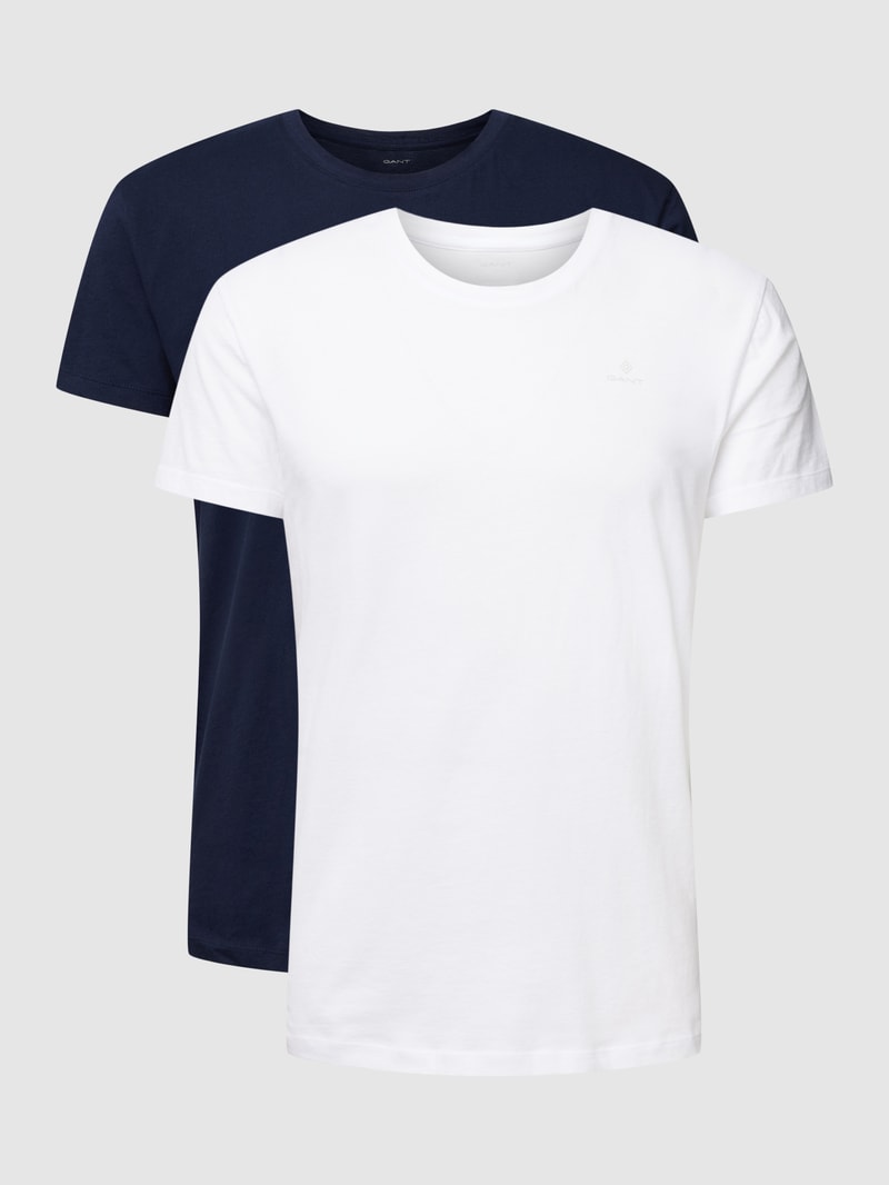 T-Shirt mit Logo-Print im 2er-Pack in dunkelblau