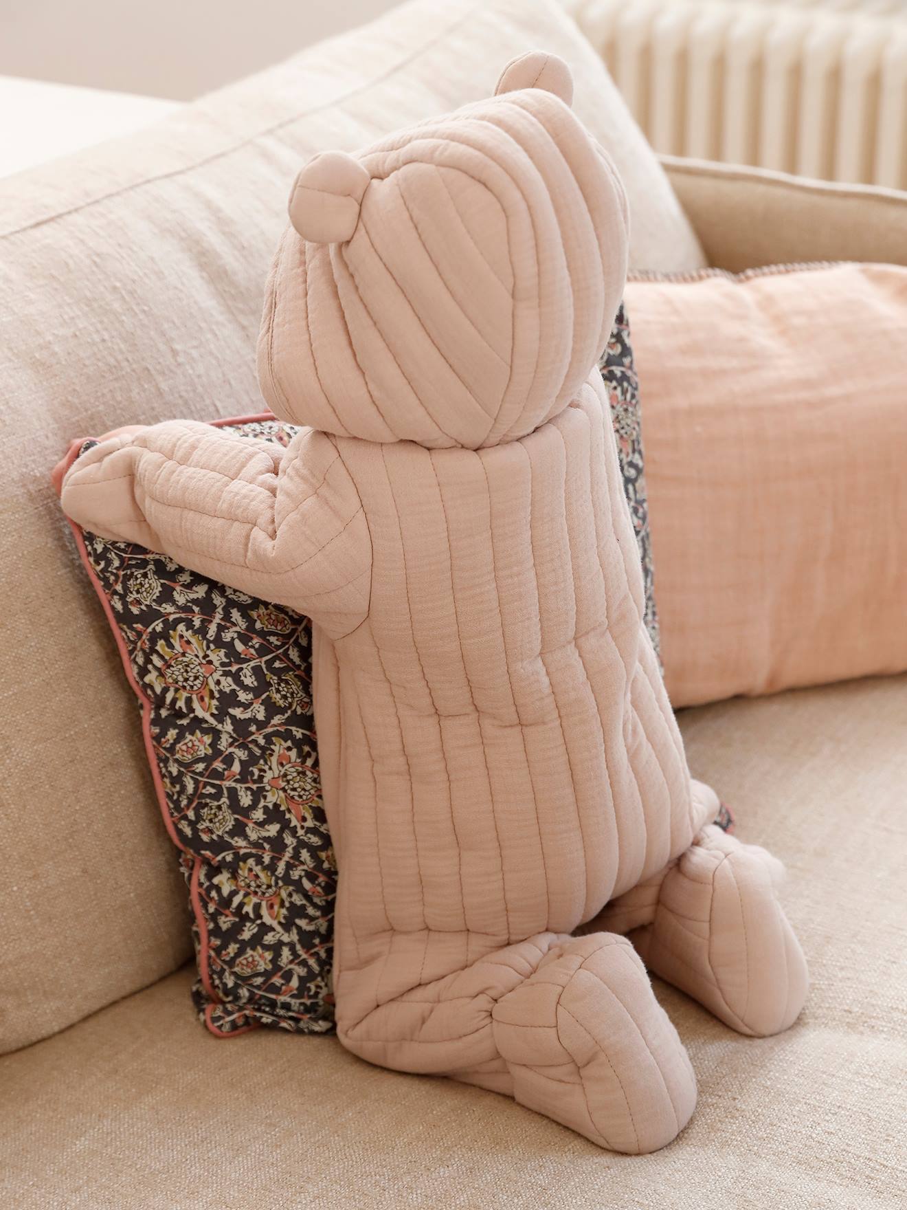 Combipilote en gaze de coton bébé ouverture décalée beige