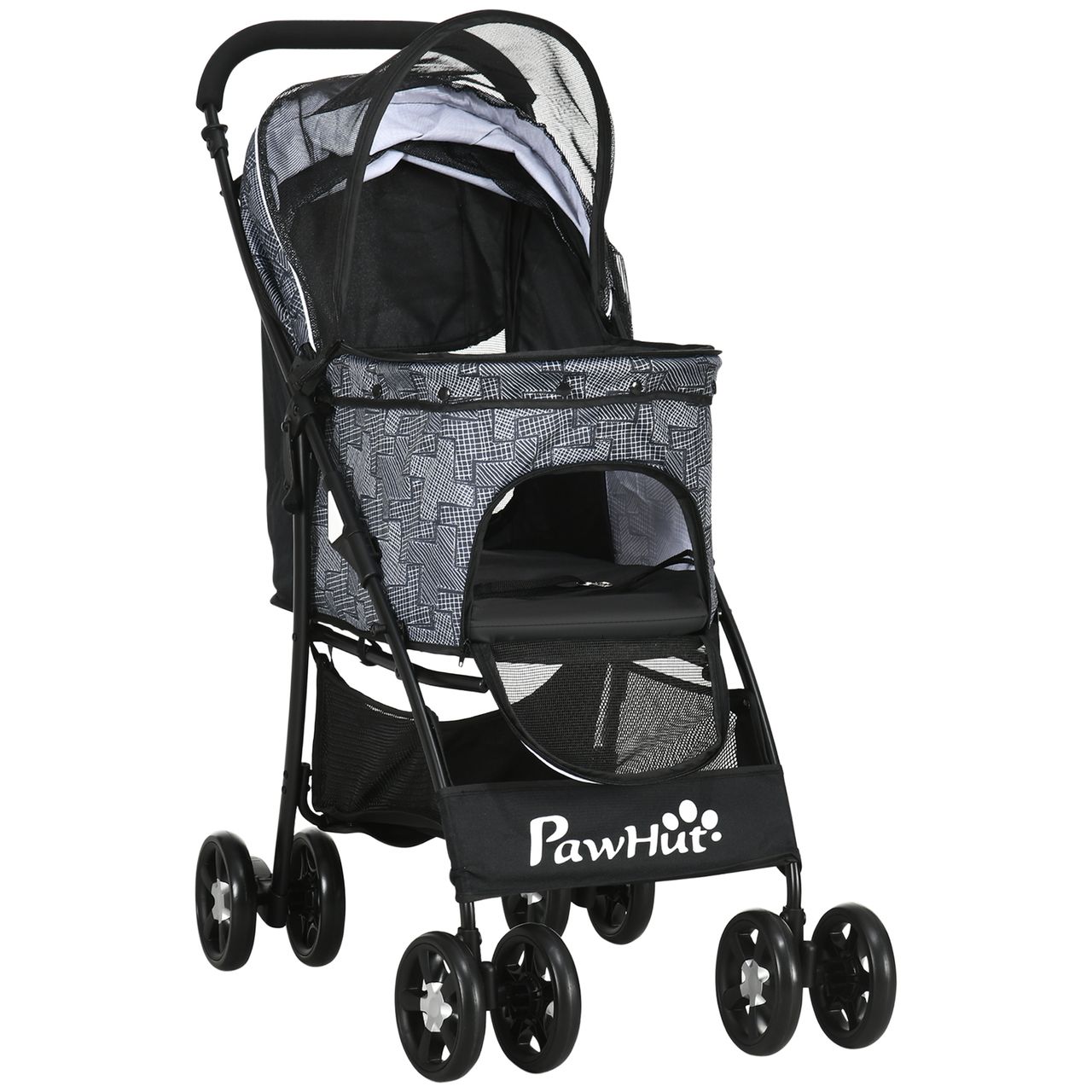 PawHut Hundewagen, faltbarer Hundetrolley, Hundebuggy mit Kissen, Katzenwagen