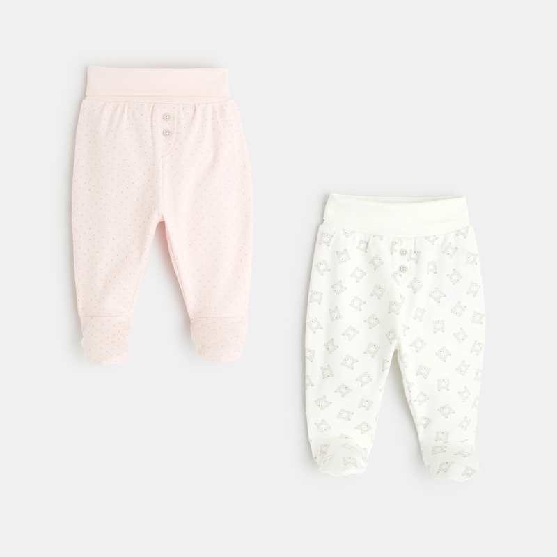 Pantalon à pieds jersey (lot de 2) rose naissance