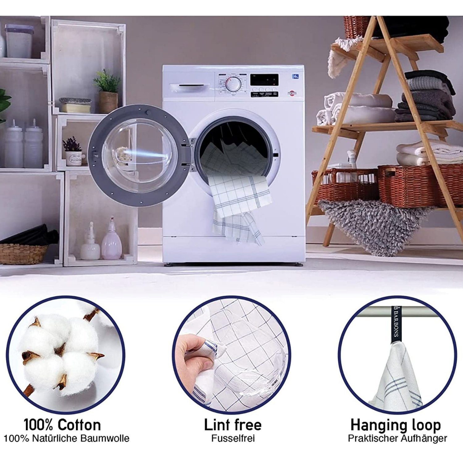 AMR HOME Geschirrtuch Geschirrtücher Baumwolle Allzweck Tücher Küchentücher Trockentuch, (10 er, 10-tlg, Größe 50x70 cm), Geschirrhandtücher, Premium Qualität, 100% Baumwolle, Blau