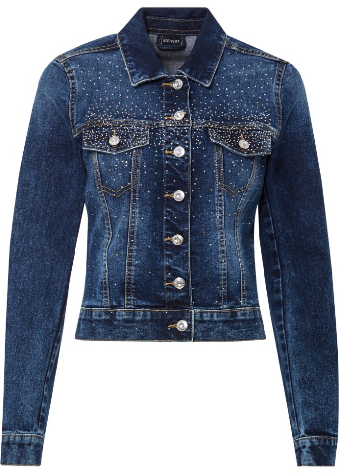 Jeansjacke mit Strass-Applikation