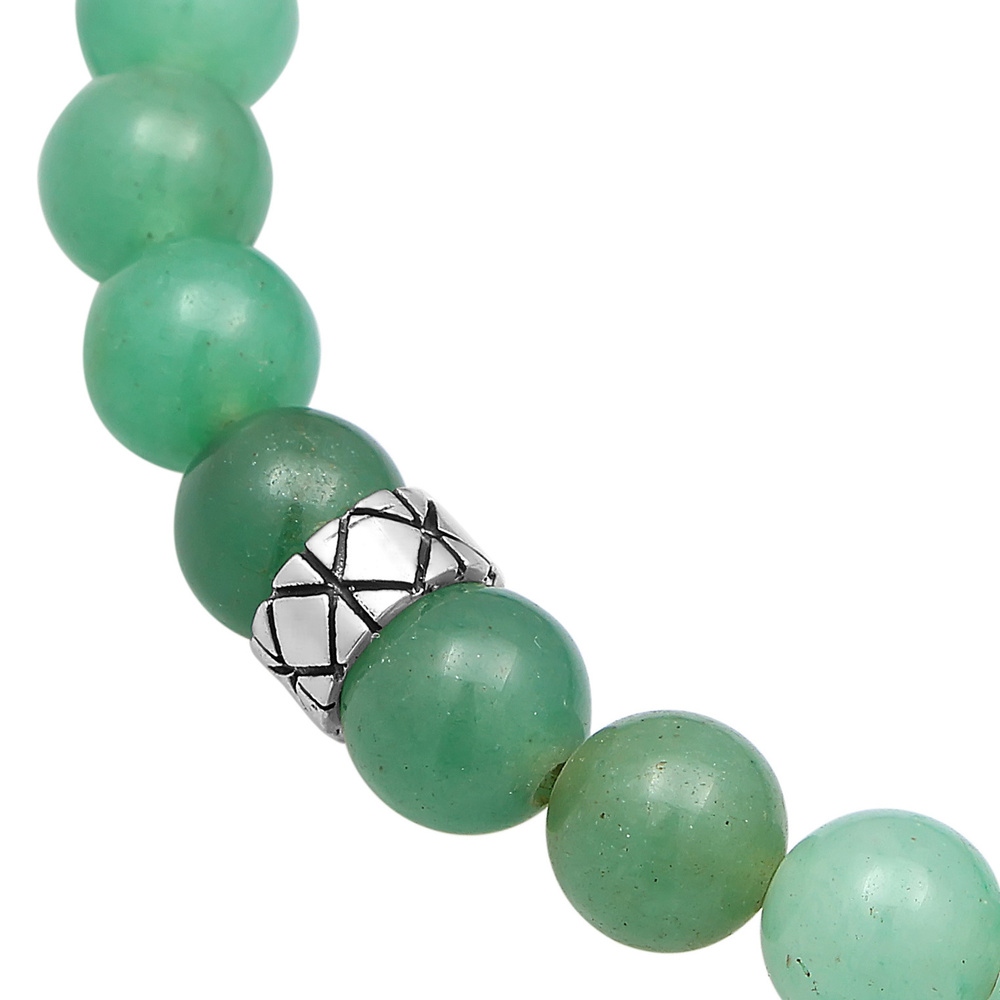 KUZZOI KUZZOI Bracelet Hommes Tête de mort symbole perles vintage avec aventurine en arg Bracelet