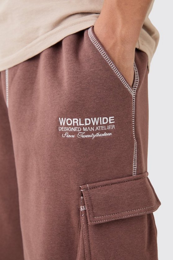 Lockere Worldwide Cargo-Shorts mit Kontrast-Naht