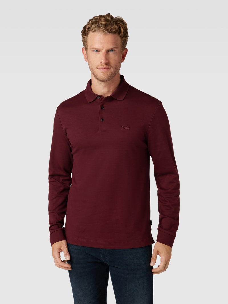 Poloshirt mit Label-Stitching Modell 'PADO' in bordeaux rot