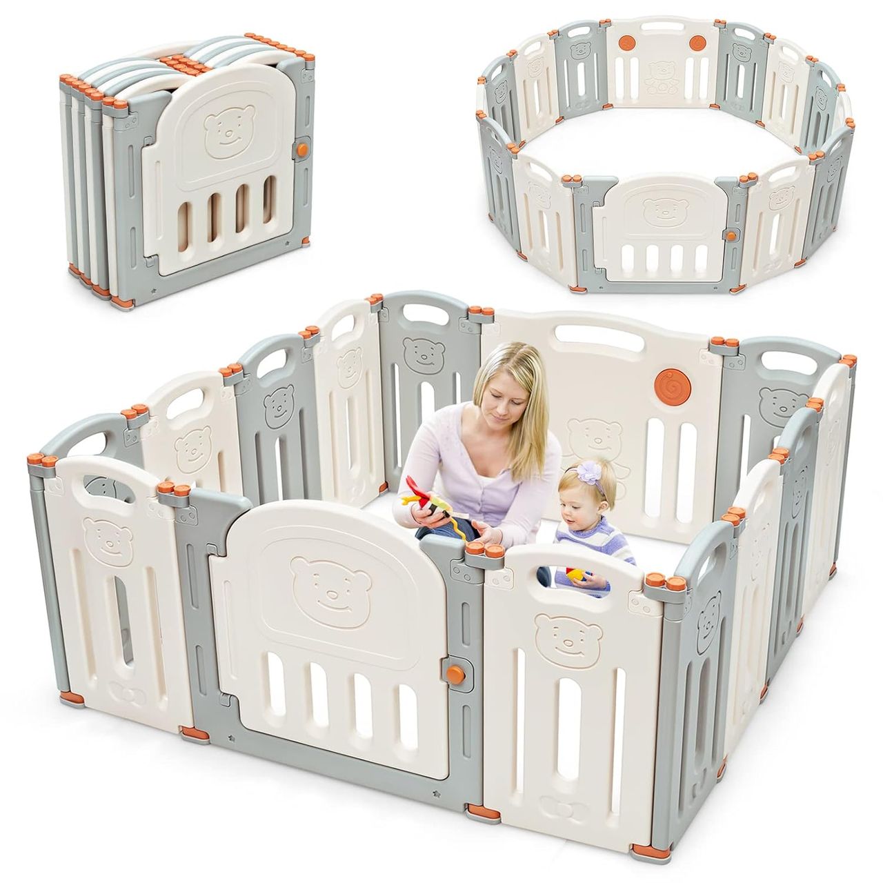 Costway Baby Laufstall faltbar mit 14 Paneelen