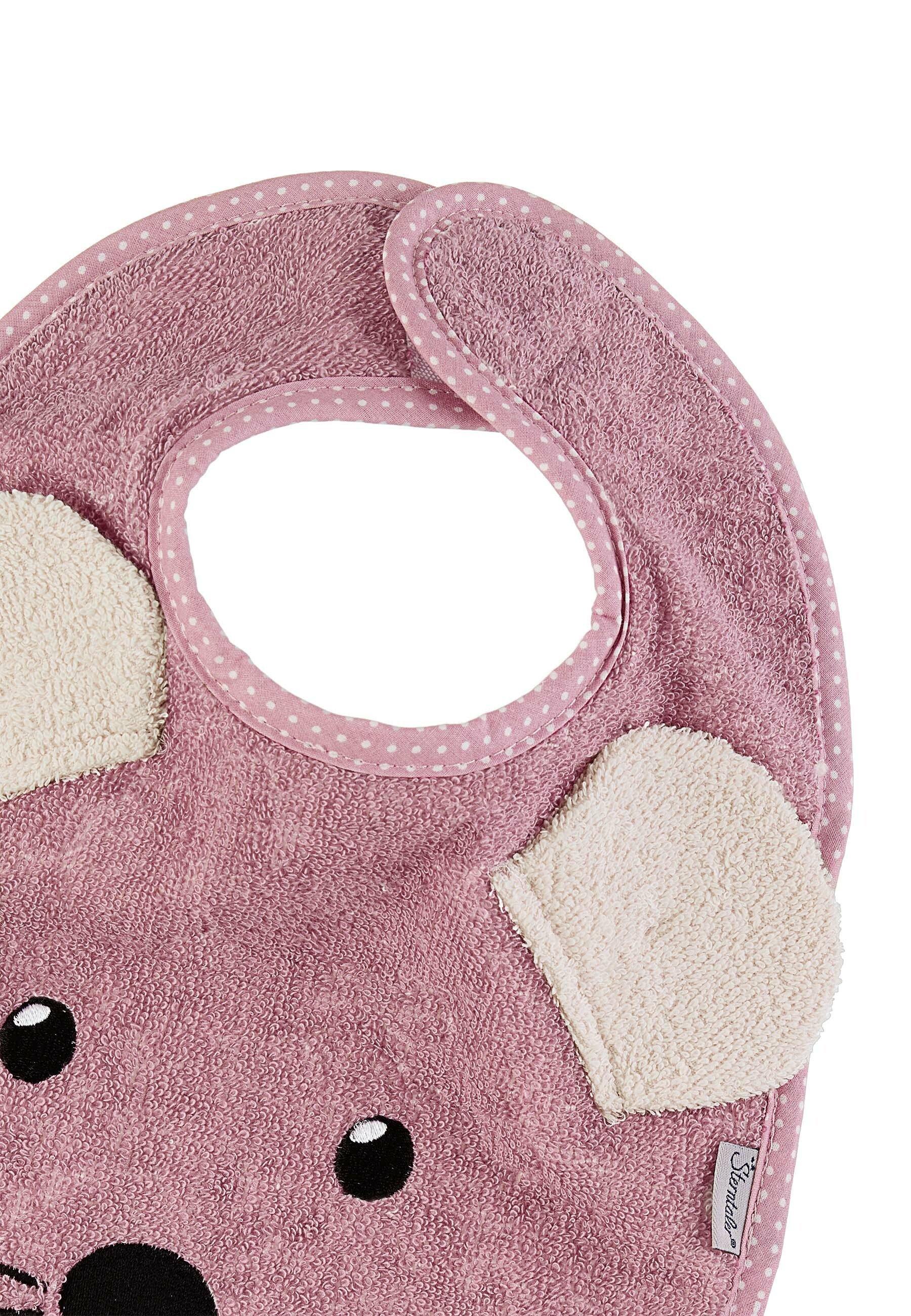 Plastik-Klettlätzchen Maus Mabel in Rosa