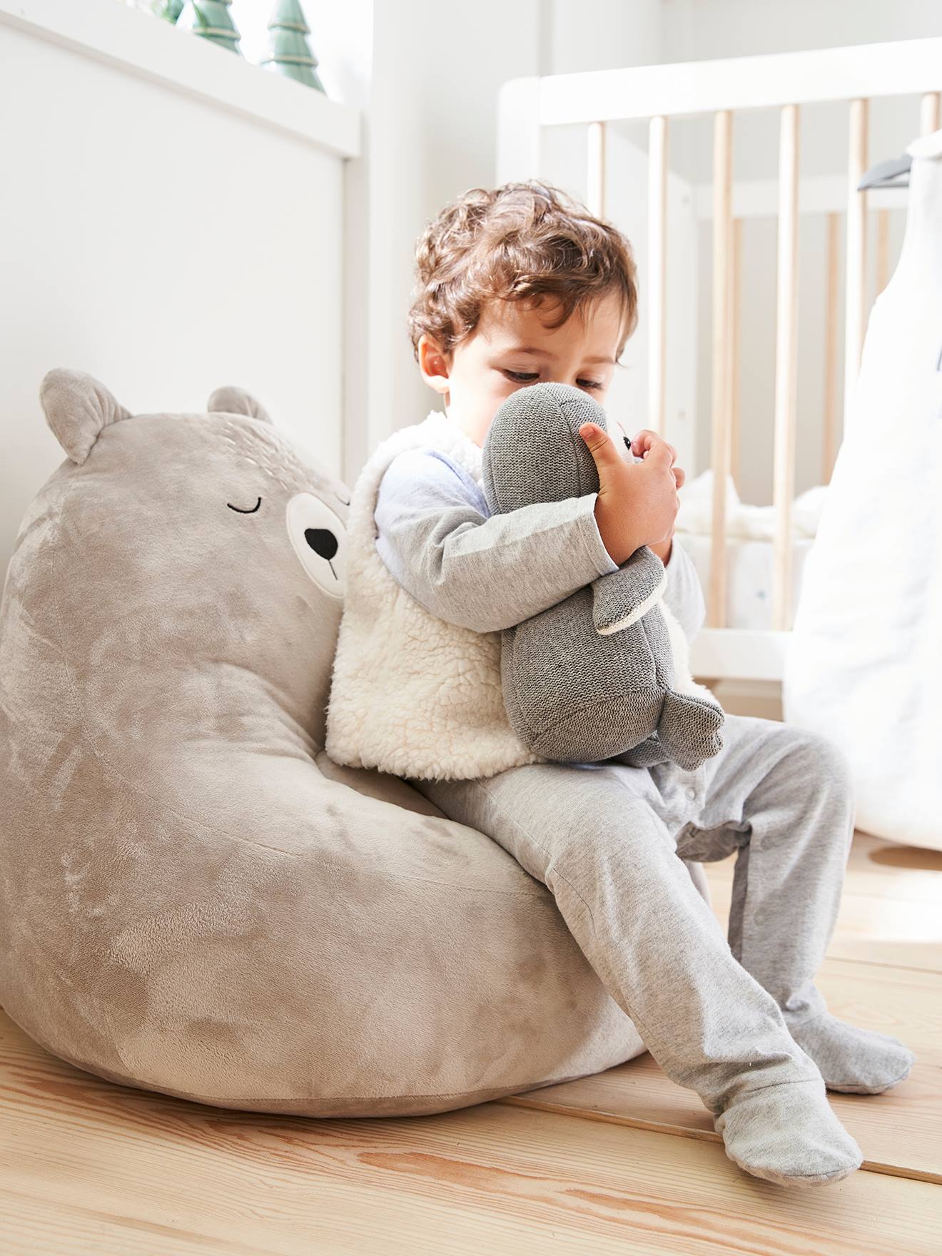 Vertbaudet Teddy-Kindersessel - hellgrau